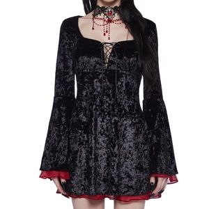 Dolls Kill Gothic Beauty Velvet Mini Dress in size XXL by Widow NWT